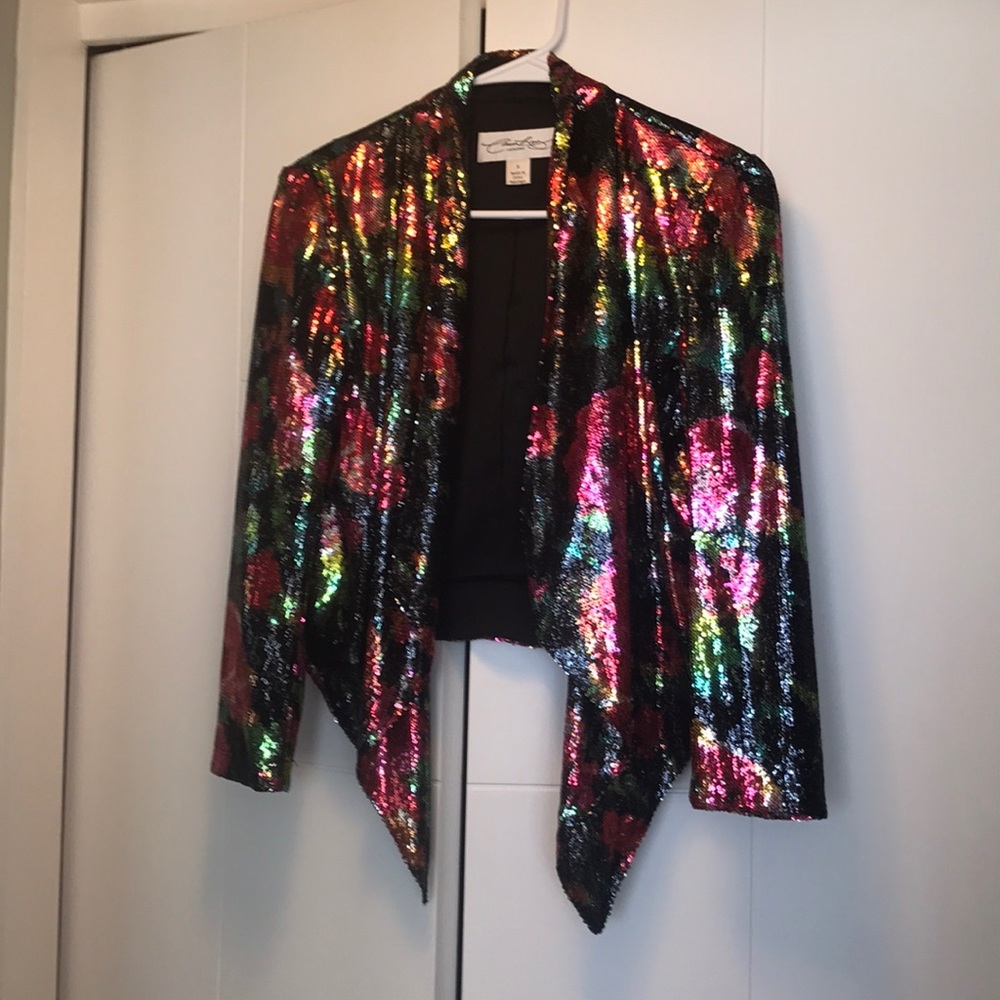 Awesome sequin waterfall lapel jacket